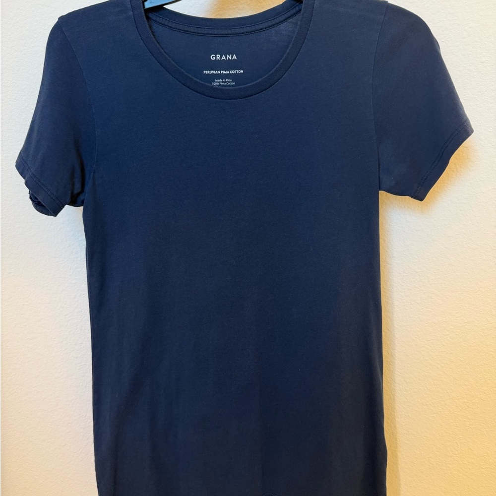 Grana Navy Short Sleeve Crewneck Tee